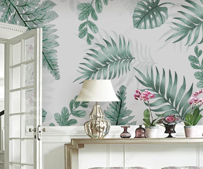 3D Green Leaf 1860 Wall Murals Wallpaper AJ Wallpaper 2