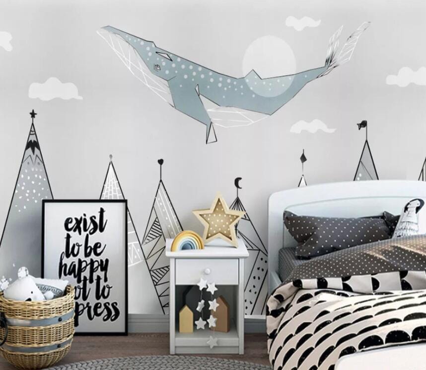 3D Cute Whale 2295 Wall Murals Wallpaper AJ Wallpaper 2