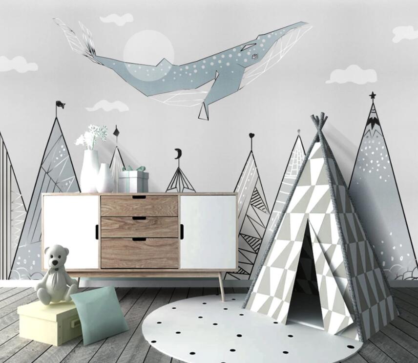 3D Cute Whale 1060 Wall Murals Wallpaper AJ Wallpaper 2