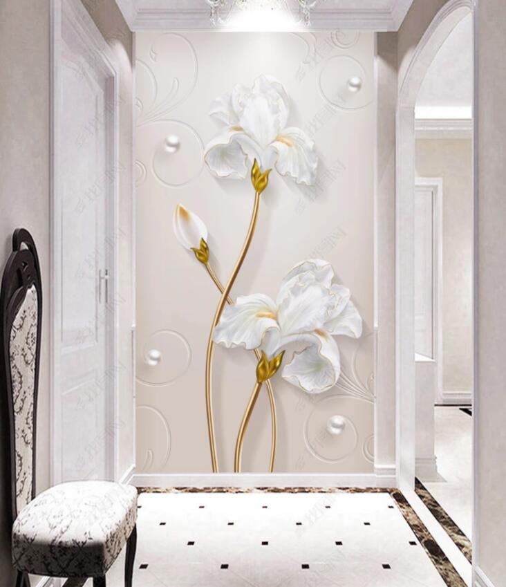 3D White Flowers 1032 Wall Murals Wallpaper AJ Wallpaper 2