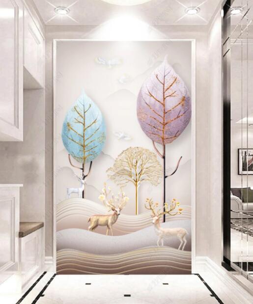 3D Colored Leaves 982 Wall Murals Wallpaper AJ Wallpaper 2