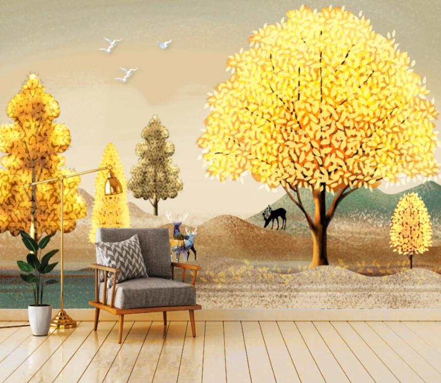 3D Golden Forest 970 Wall Murals Wallpaper AJ Wallpaper 2
