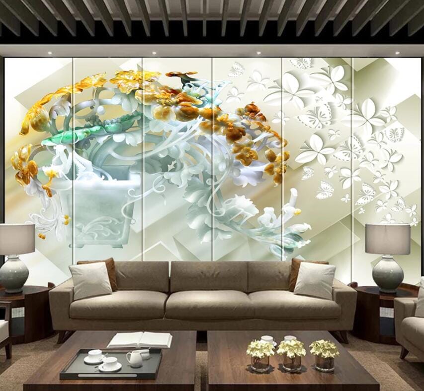 3D White Butterfly 2202 Wall Murals Wallpaper AJ Wallpaper 2