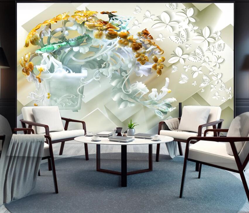 3D Flower Butterfly 932 Wall Murals Wallpaper AJ Wallpaper 2