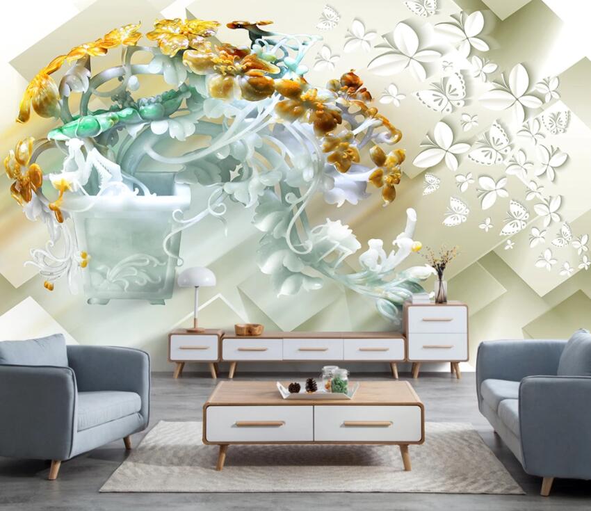3D Flower Butterfly 932 Wall Murals Wallpaper AJ Wallpaper 2