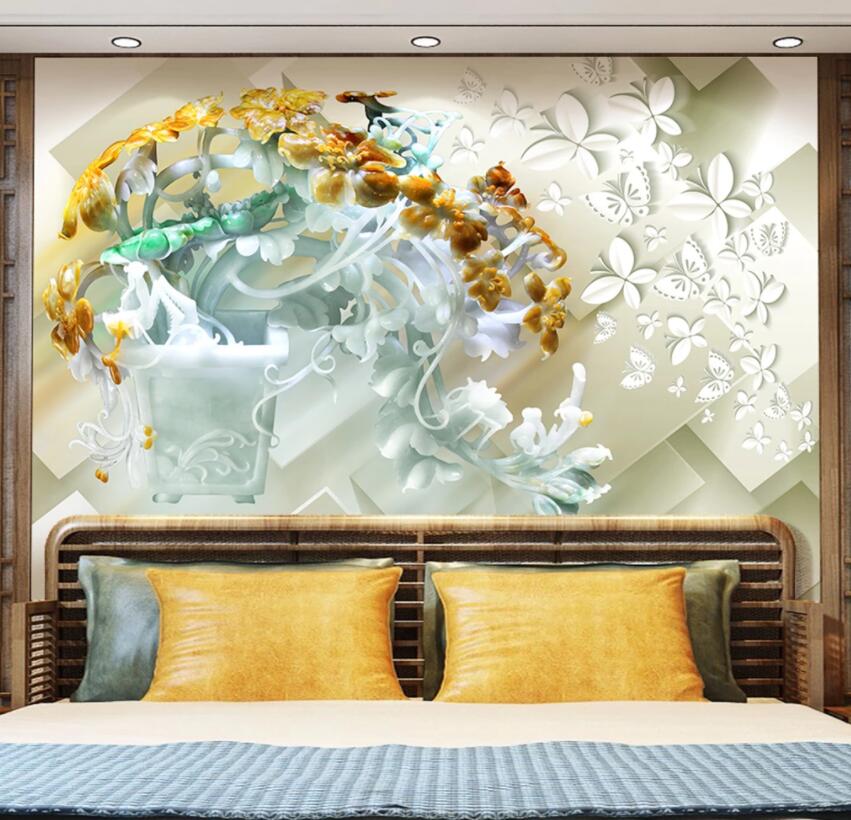 3D Flower Butterfly 932 Wall Murals Wallpaper AJ Wallpaper 2