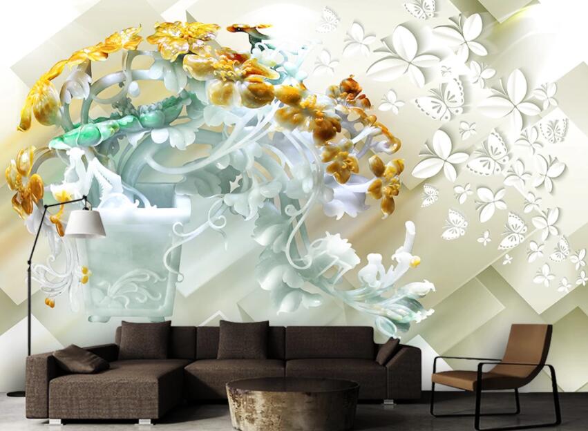 3D Flower Butterfly 932 Wall Murals Wallpaper AJ Wallpaper 2