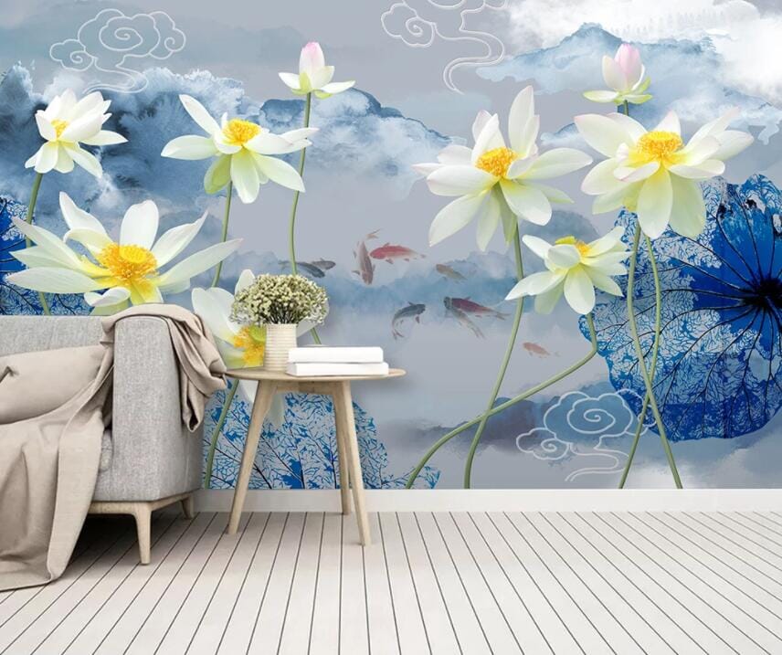 3D Lotus Bloom 2191 Wall Murals Wallpaper AJ Wallpaper 2