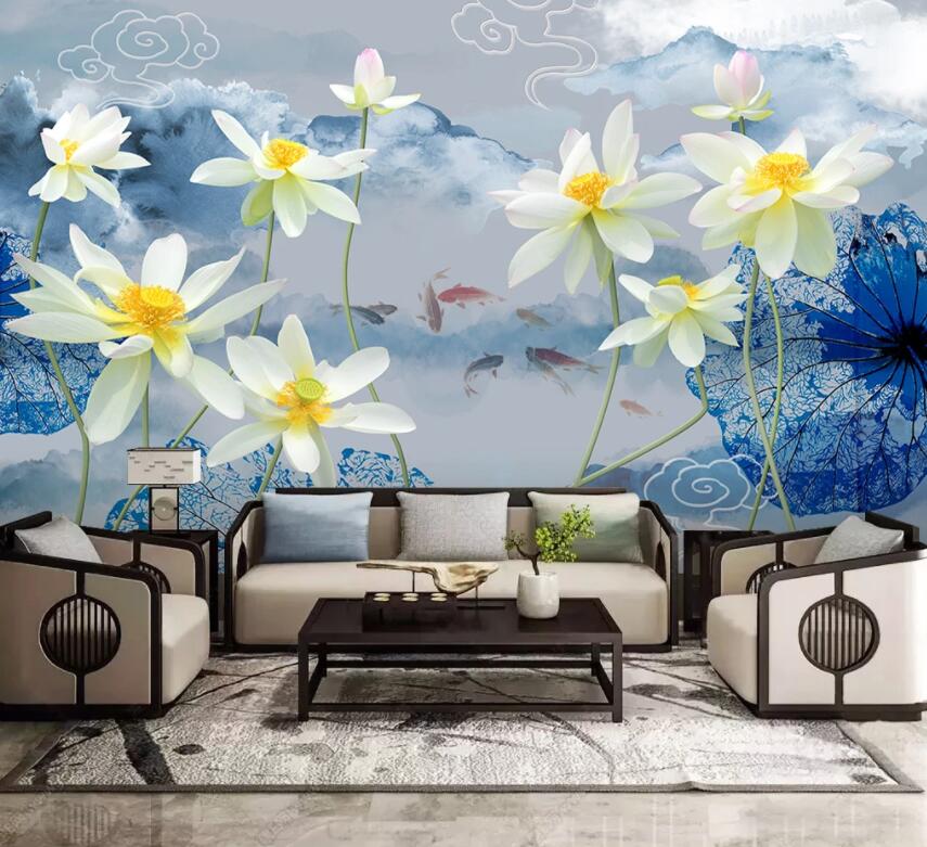 3D Lotus 915 Wall Murals Wallpaper AJ Wallpaper 2