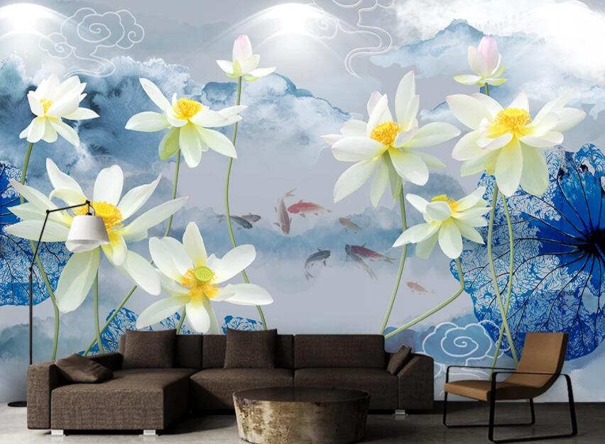 3D Lotus 915 Wall Murals Wallpaper AJ Wallpaper 2