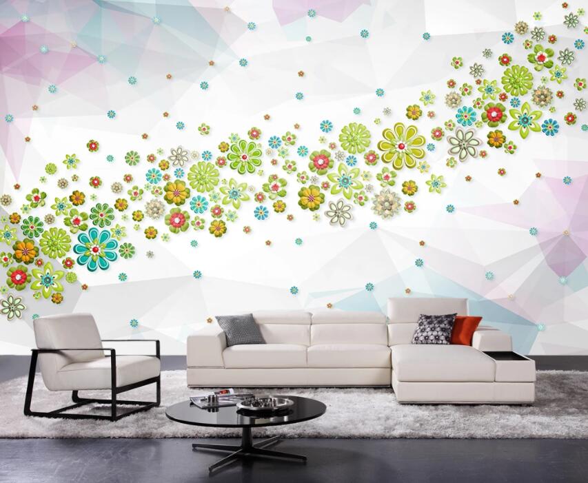 3D Colored Flowers 909 Wall Murals Wallpaper AJ Wallpaper 2