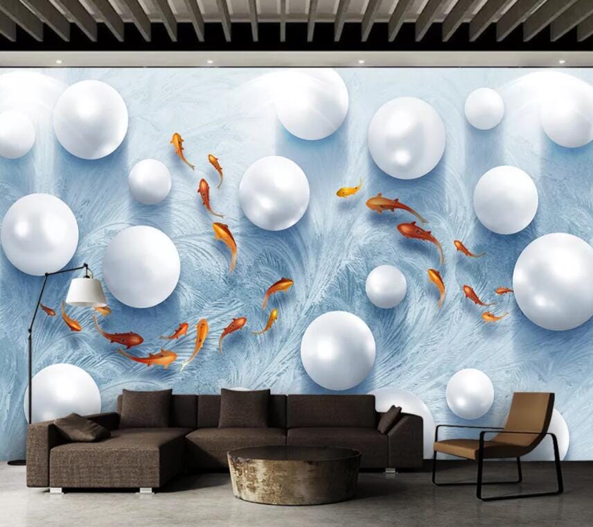 3D Pearl Goldfish 2188 Wall Murals Wallpaper AJ Wallpaper 2