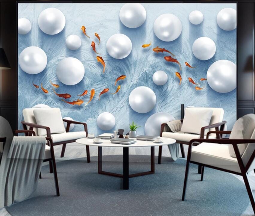 3D Pearl Goldfish 2188 Wall Murals Wallpaper AJ Wallpaper 2