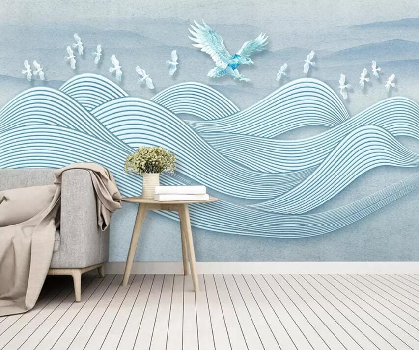 3D Blue Ocean Waves 2136 Wall Murals Wallpaper AJ Wallpaper 2