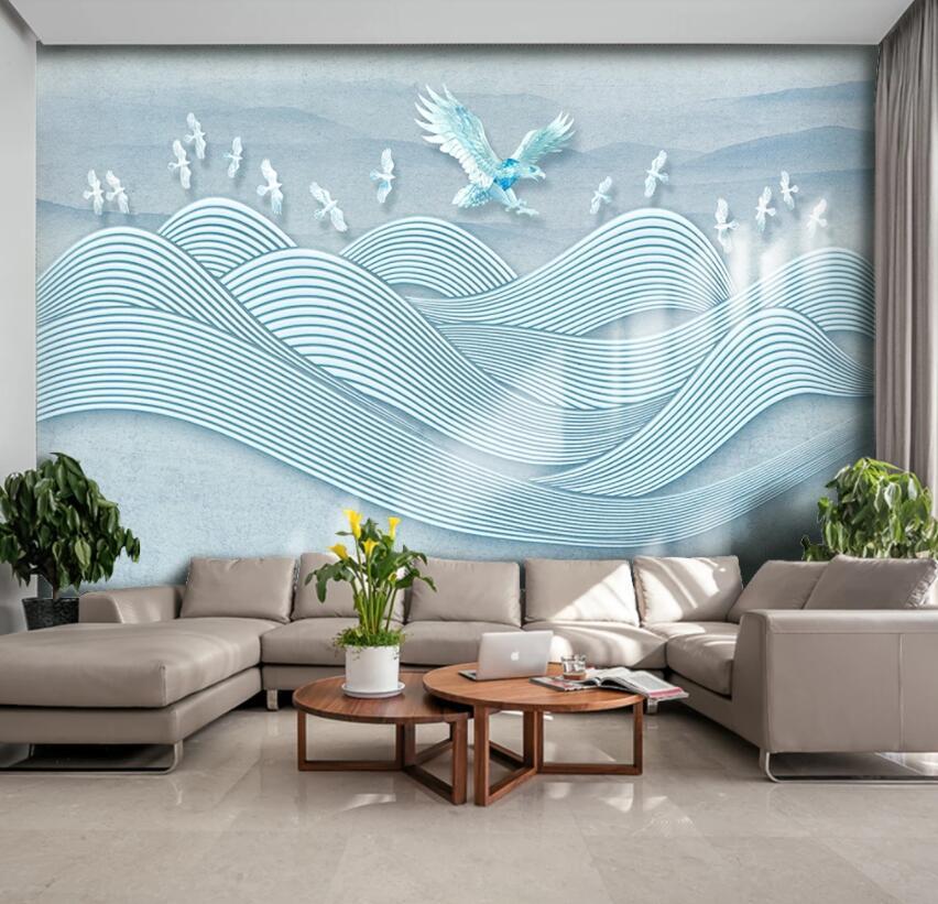3D Blue Wave 851 Wall Murals Wallpaper AJ Wallpaper 2