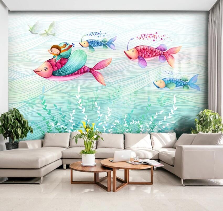 3D Pink Goldfish 2193 Wall Murals Wallpaper AJ Wallpaper 2