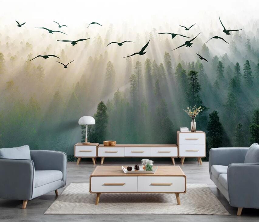 3D Foggy Forest 2172 Wall Murals Wallpaper AJ Wallpaper 2