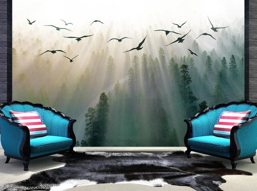 3D Foggy Forest 2172 Wall Murals Wallpaper AJ Wallpaper 2