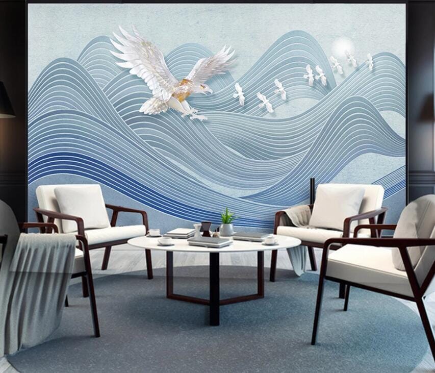 3D Wave Eagle 2161 Wall Murals Wallpaper AJ Wallpaper 2