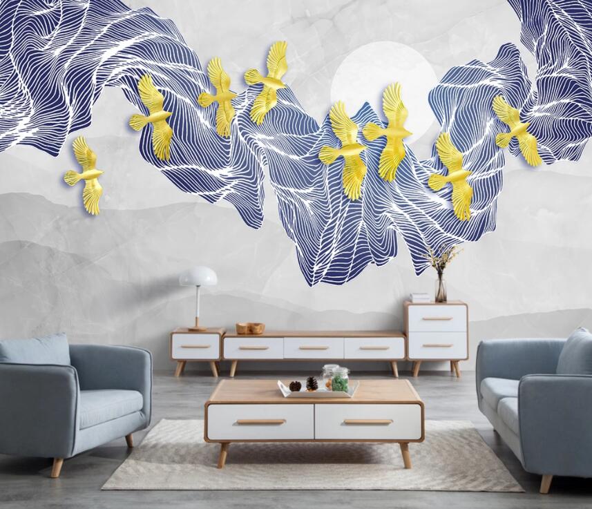3D Golden Bird 723 Wall Murals Wallpaper AJ Wallpaper 2