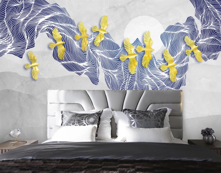 3D Golden Bird 723 Wall Murals Wallpaper AJ Wallpaper 2