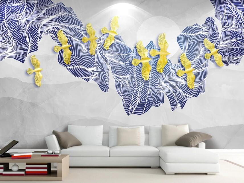 3D Golden Bird 723 Wall Murals Wallpaper AJ Wallpaper 2