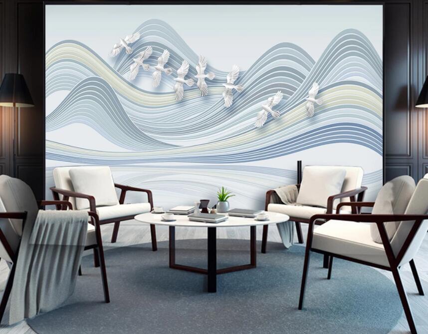 3D Wavy Lines 694 Wall Murals Wallpaper AJ Wallpaper 2