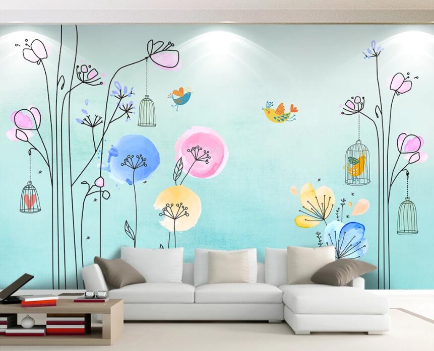 3D Small Tree Bird 464 Wall Murals Wallpaper AJ Wallpaper 2