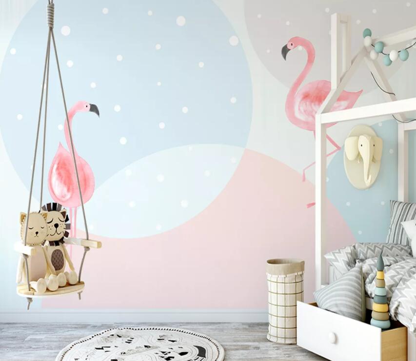 3D Pink Flamingo 1372 Wall Murals Wallpaper AJ Wallpaper 2