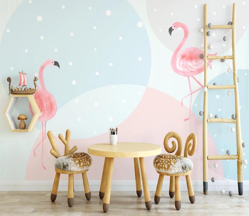 3D Pink Flamingo 1372 Wall Murals Wallpaper AJ Wallpaper 2