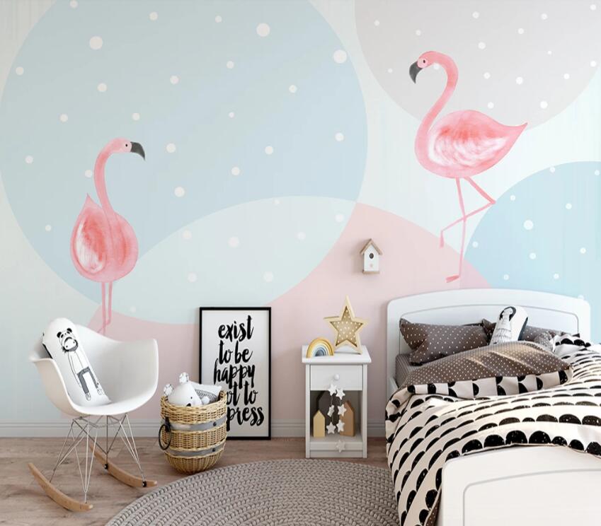 3D Pink Flamingo 1372 Wall Murals Wallpaper AJ Wallpaper 2