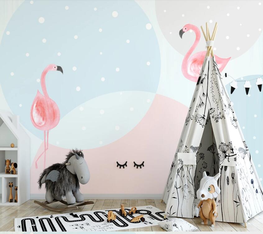 3D Pink Flamingo 1372 Wall Murals Wallpaper AJ Wallpaper 2