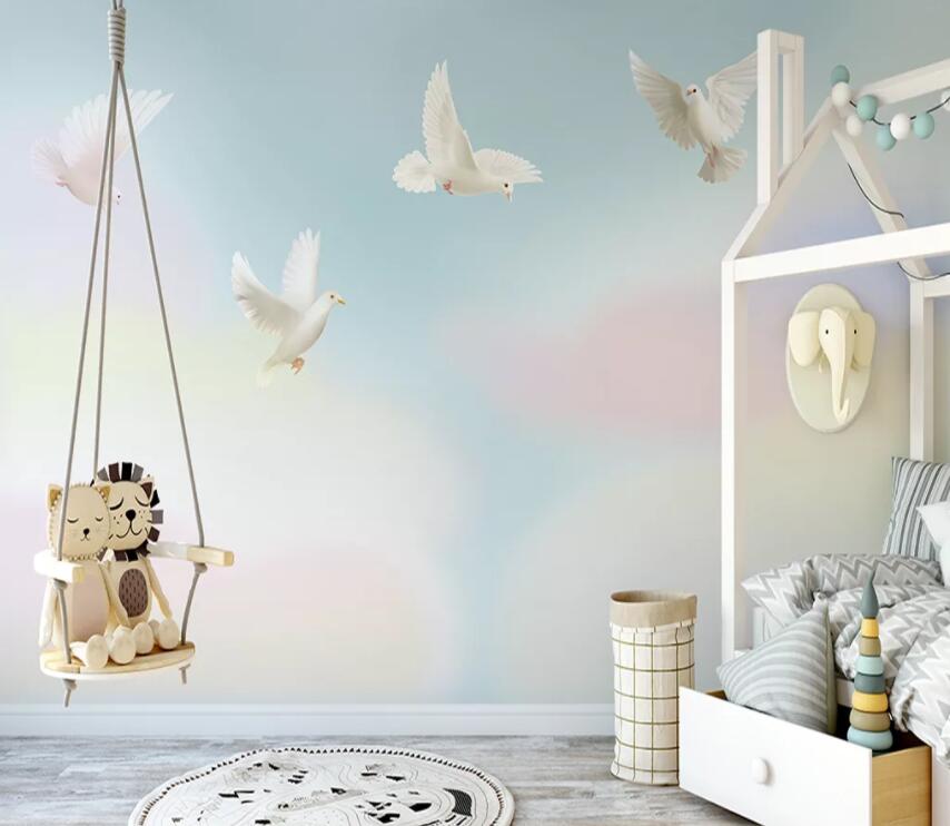 3D Little White Pigeon 1371 Wall Murals Wallpaper AJ Wallpaper 2