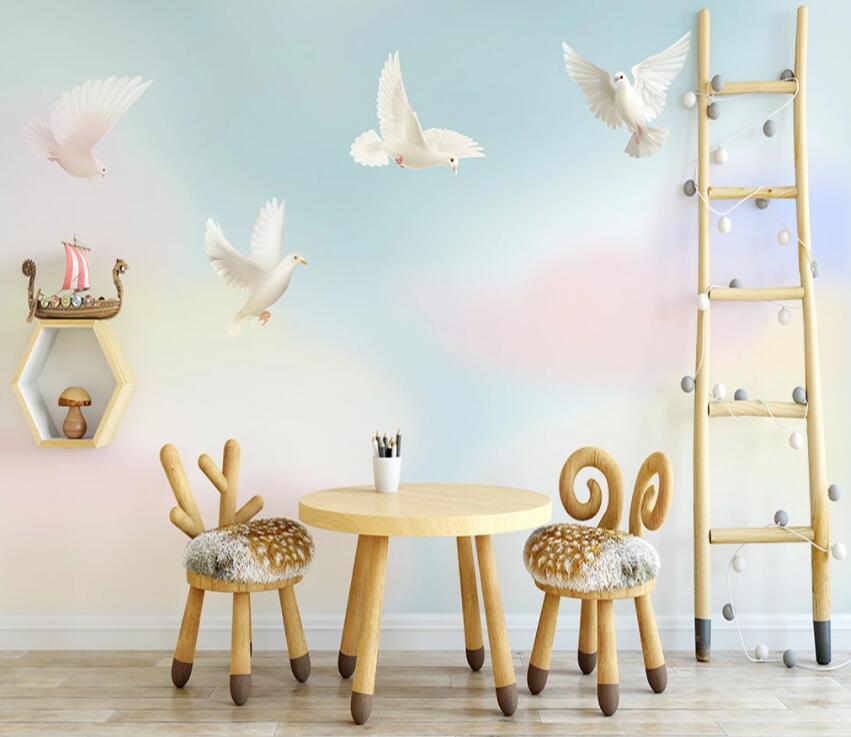 3D Little White Pigeon 1371 Wall Murals Wallpaper AJ Wallpaper 2