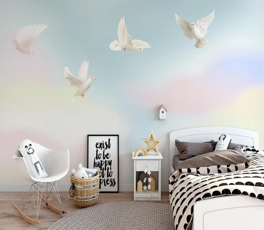 3D Little White Pigeon 1371 Wall Murals Wallpaper AJ Wallpaper 2