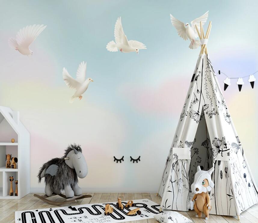3D Little White Pigeon 1371 Wall Murals Wallpaper AJ Wallpaper 2