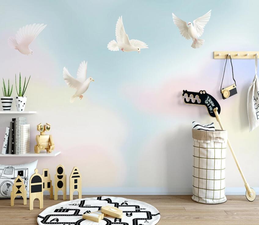 3D Little White Pigeon 1371 Wall Murals Wallpaper AJ Wallpaper 2