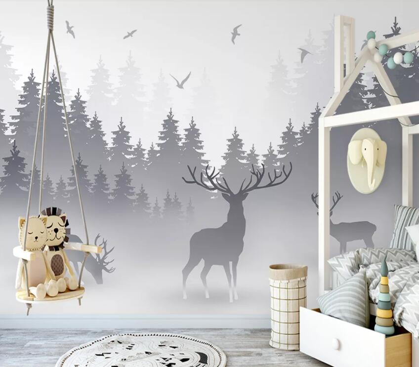 3D Deer Forest 1362 Wall Murals Wallpaper AJ Wallpaper 2