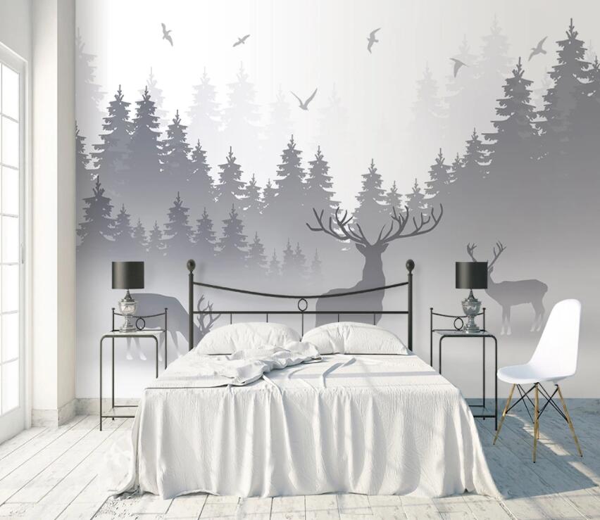 3D Deer Forest 1362 Wall Murals Wallpaper AJ Wallpaper 2