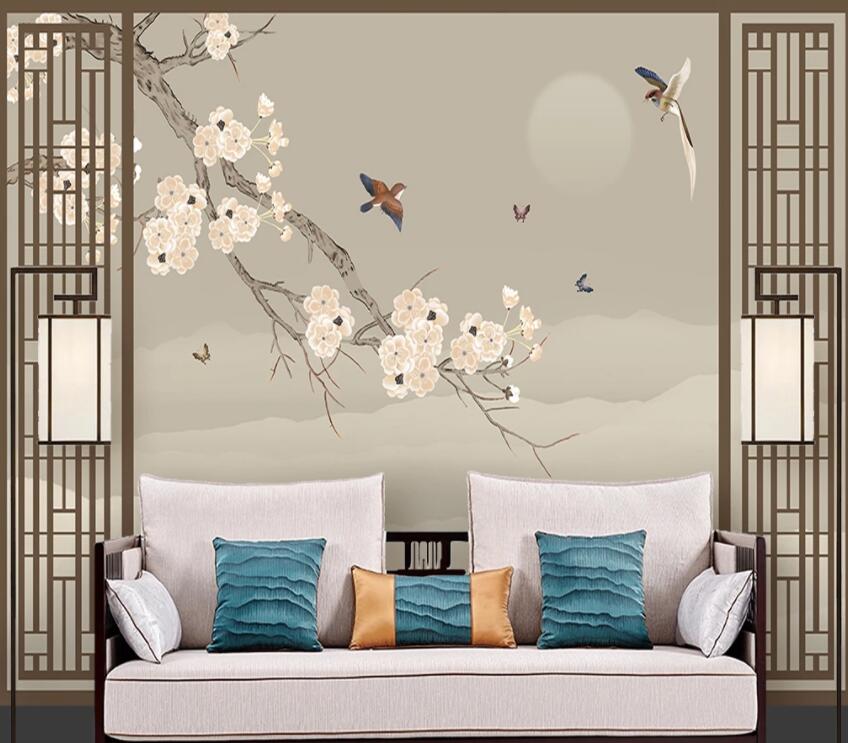 3D Flower Branch 1360 Wall Murals Wallpaper AJ Wallpaper 2