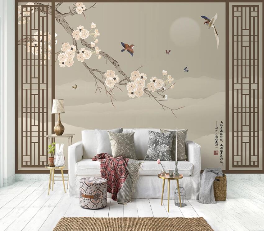 3D Flower Branch 1360 Wall Murals Wallpaper AJ Wallpaper 2