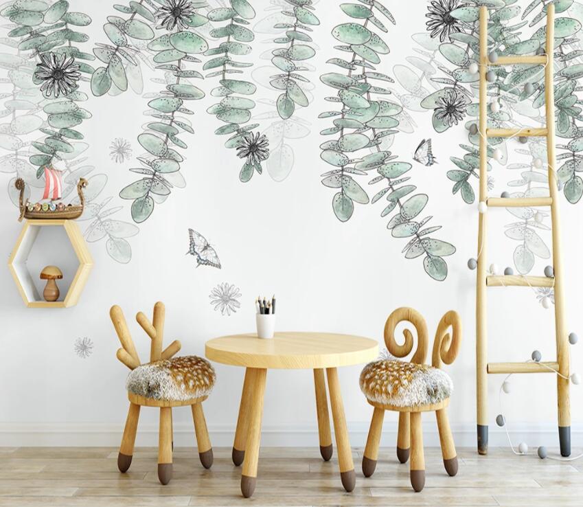 3D Green Leaf 1359 Wall Murals Wallpaper AJ Wallpaper 2