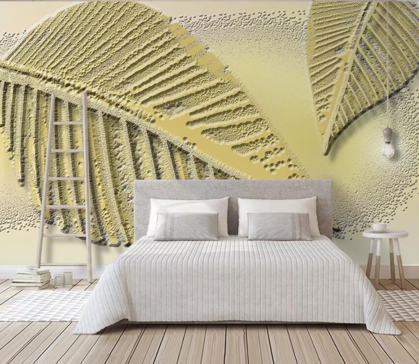 3D Golden Leaves 2034 Wall Murals Wallpaper AJ Wallpaper 2
