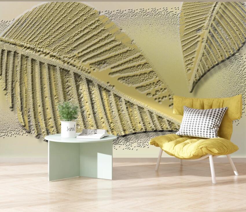 3D Golden Leaves 2034 Wall Murals Wallpaper AJ Wallpaper 2