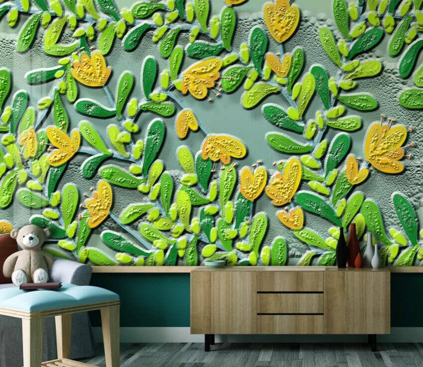 3D Yellow Flower 3035 Wall Murals Wallpaper AJ Wallpaper 2