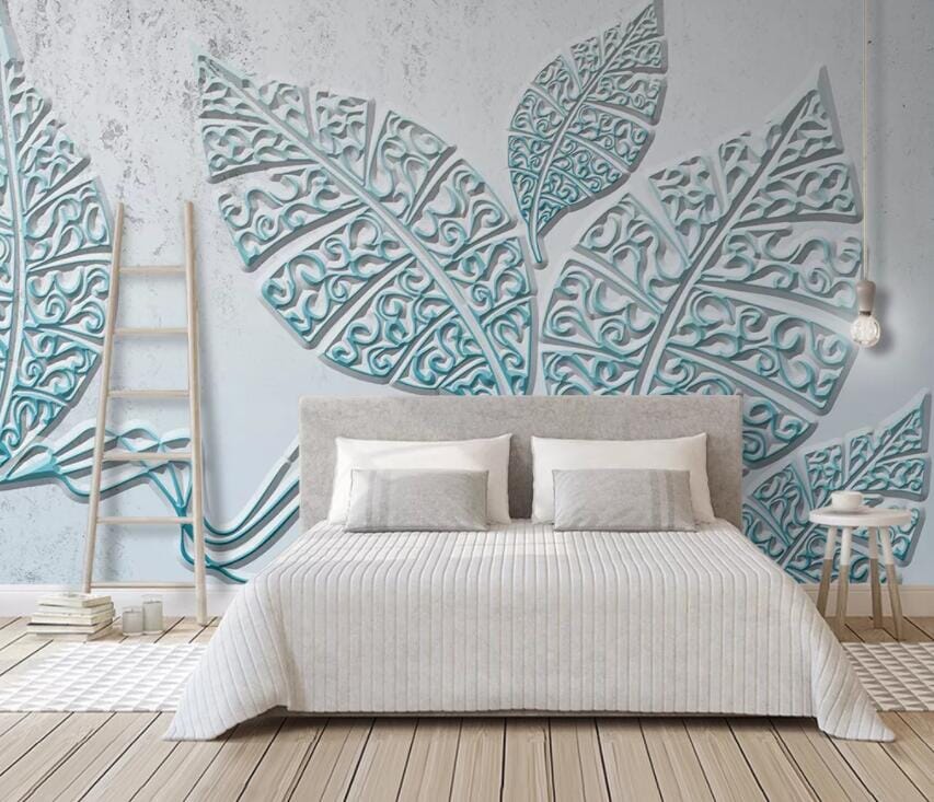 3D Carving Leaves 3015 Wall Murals Wallpaper AJ Wallpaper 2