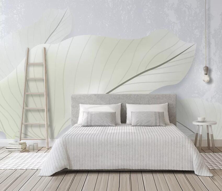 3D White Leaves 3046 Wall Murals Wallpaper AJ Wallpaper 2