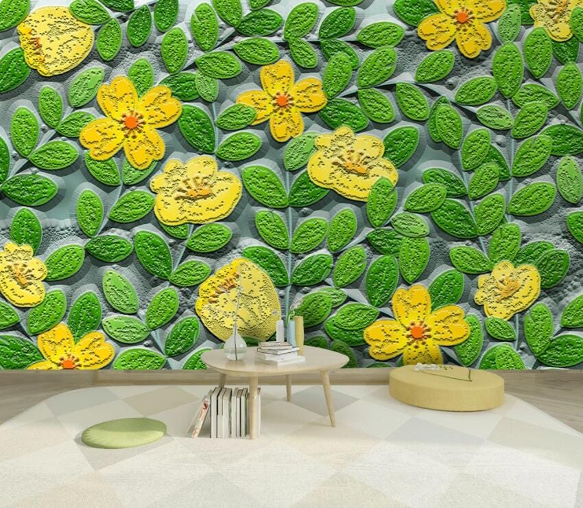 3D Yellow Flower 3036 Wall Murals Wallpaper AJ Wallpaper 2