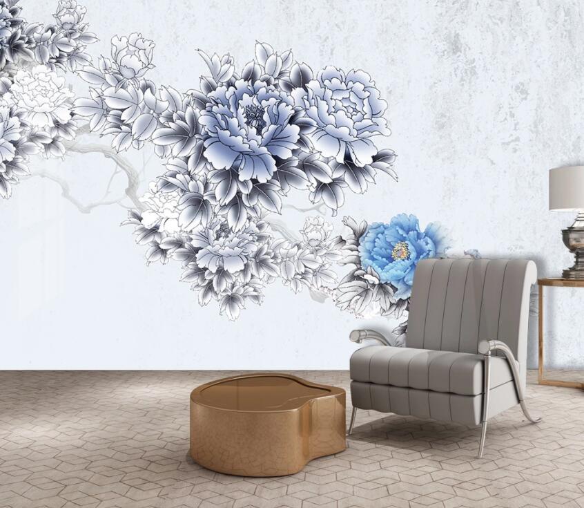 3D Branch Flower 1973 Wall Murals Wallpaper AJ Wallpaper 2