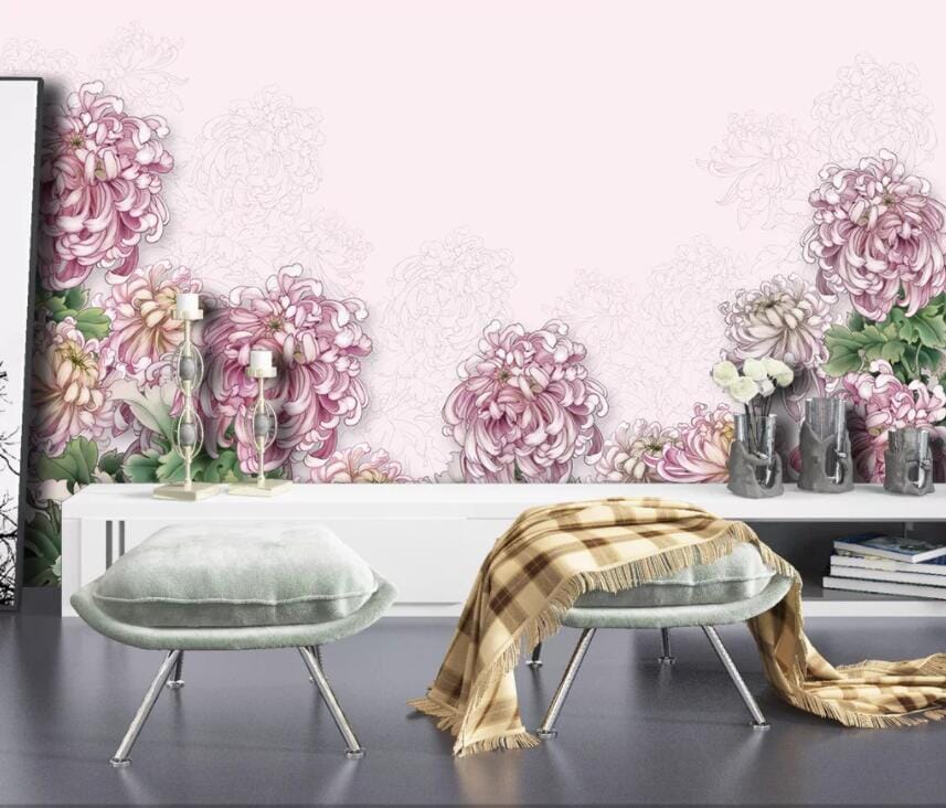 3D Pink Chrysanthemum 2945 Wall Murals Wallpaper AJ Wallpaper 2